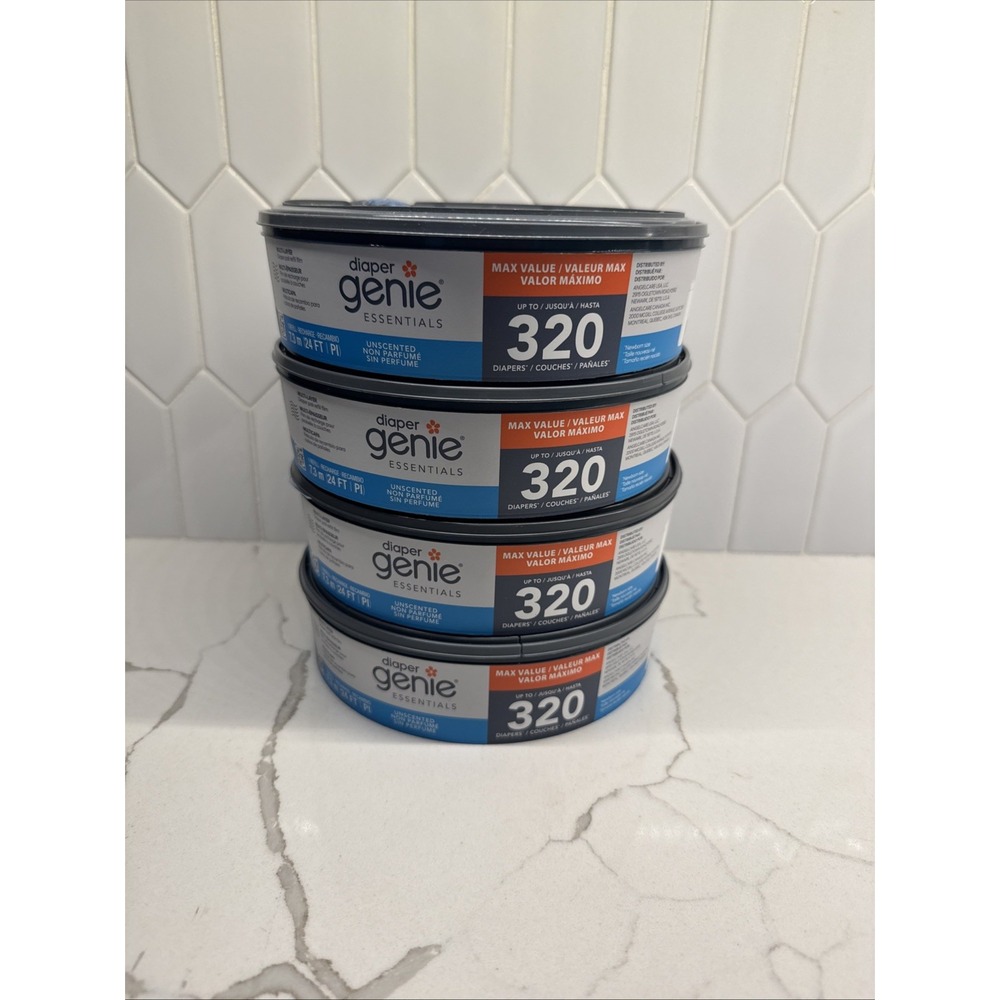 Diaper Genie Essentials Round Refill Pack of 4 Holds Up to 1280 Diapers